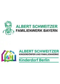 Logos der Hilfswerke Albert Schweitzer Familienwerk Bayern und Albert Schweitzer Kinderdorf Berlin