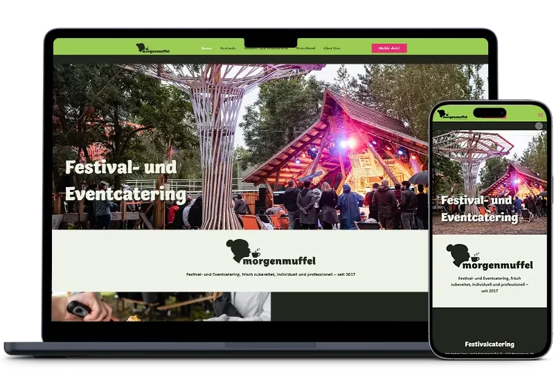 Mockup of the website morgenmuffel-gastro.de on a laptop and a smartphone